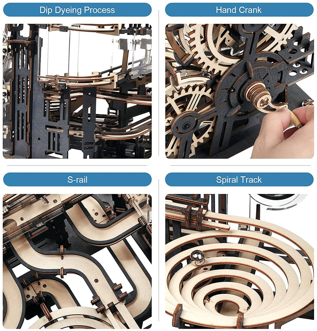 ROKR 3D Jigsaw Wooden Puzzle Marble Run Spaceport Electric Model Kit for Adults and Kids 472 Pieces