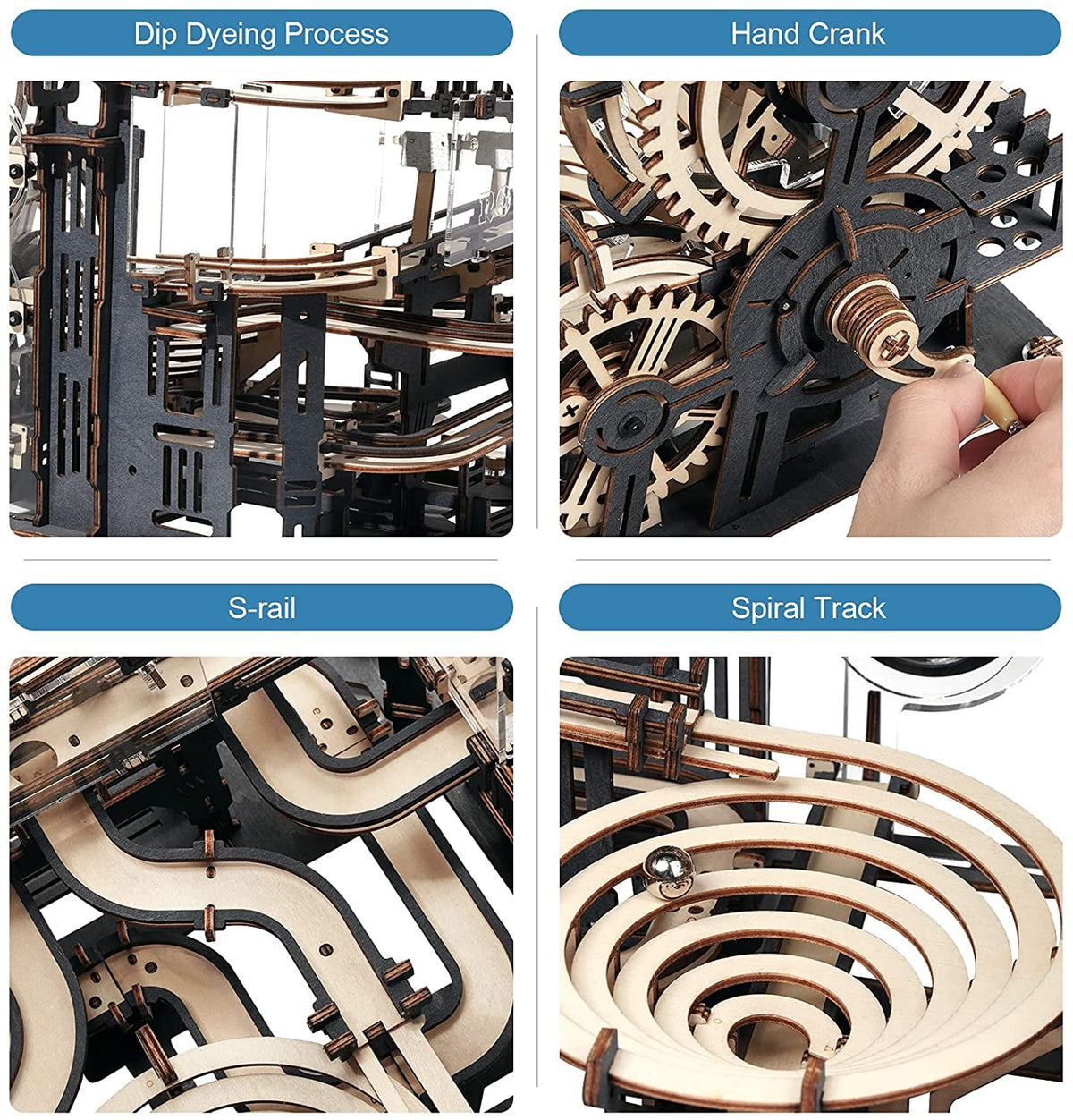 ROKR 3D Jigsaw Wooden Puzzle Marble Run Spaceport Electric Model Kit for Adults and Kids 472 Pieces