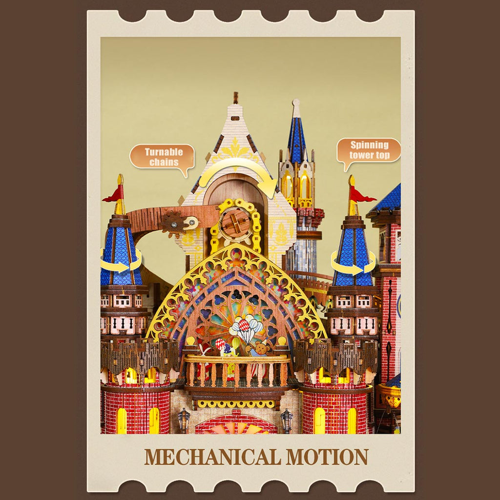 DIY Mechanical French Château, 3D Wooden Puzzle Castle Model Kit, Handcrafted Architectural Decor, Holiday Brthday Gifts