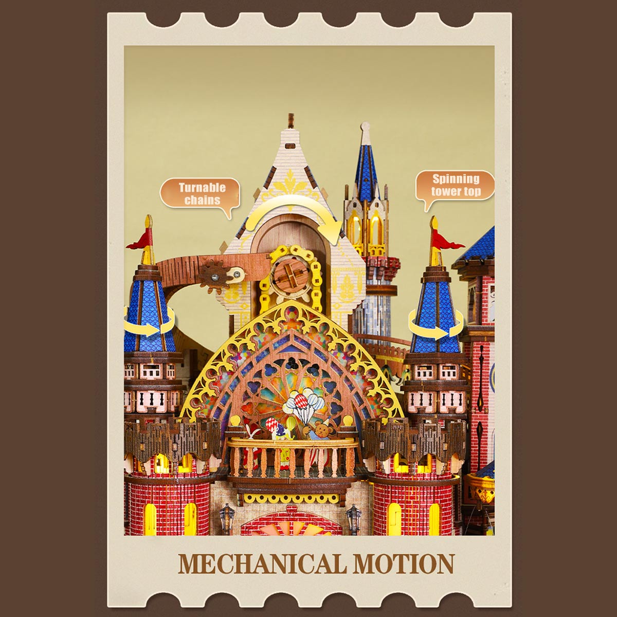 DIY Mechanical French Château, 3D Wooden Puzzle Castle Model Kit, Handcrafted Architectural Decor, Holiday Brthday Gifts