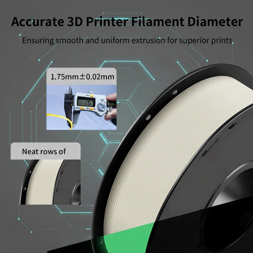 Luminous Glow-in-the-Dark 3D Printer PLA Filament 1 kg (2.2lb) Spools, Green Color
