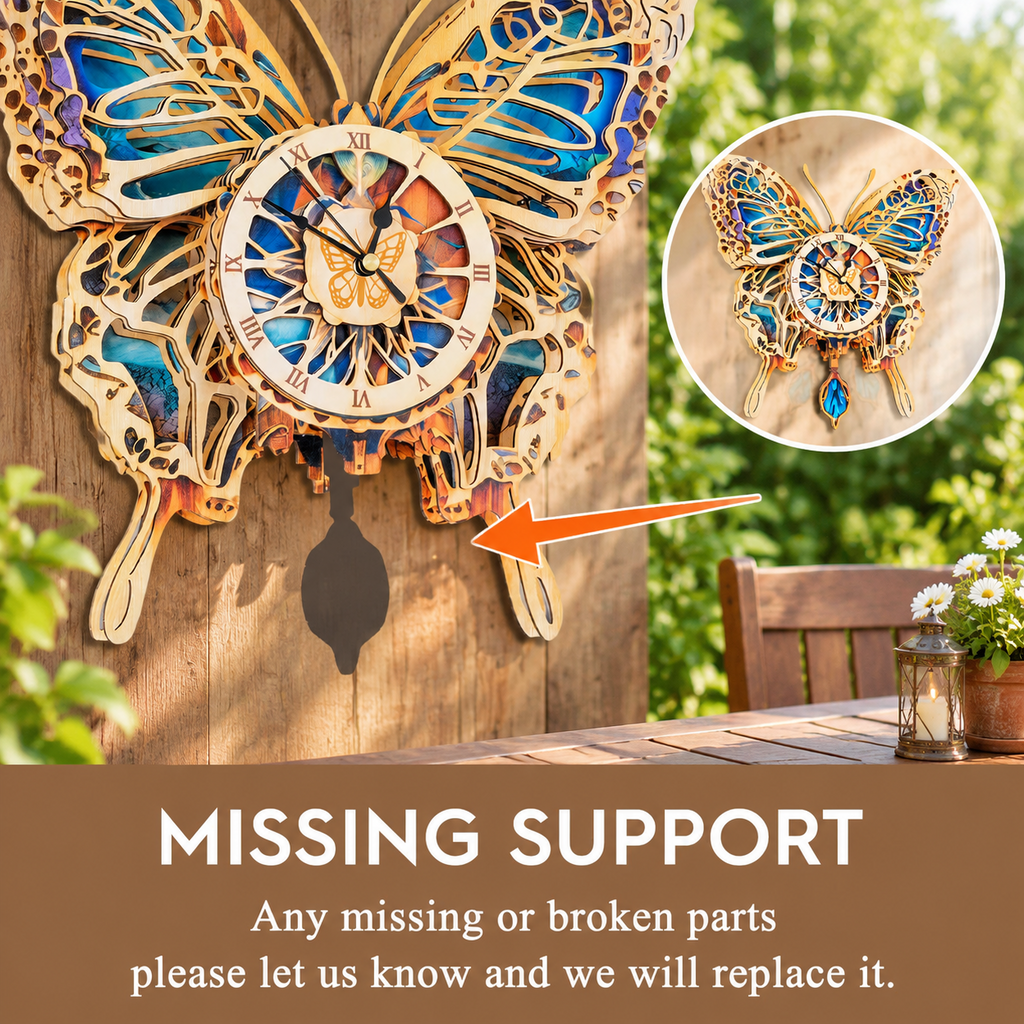 Butterfly Clock 3D Wooden Puzzle Clock DIY Mechanical Craft Kit for Adults Teens