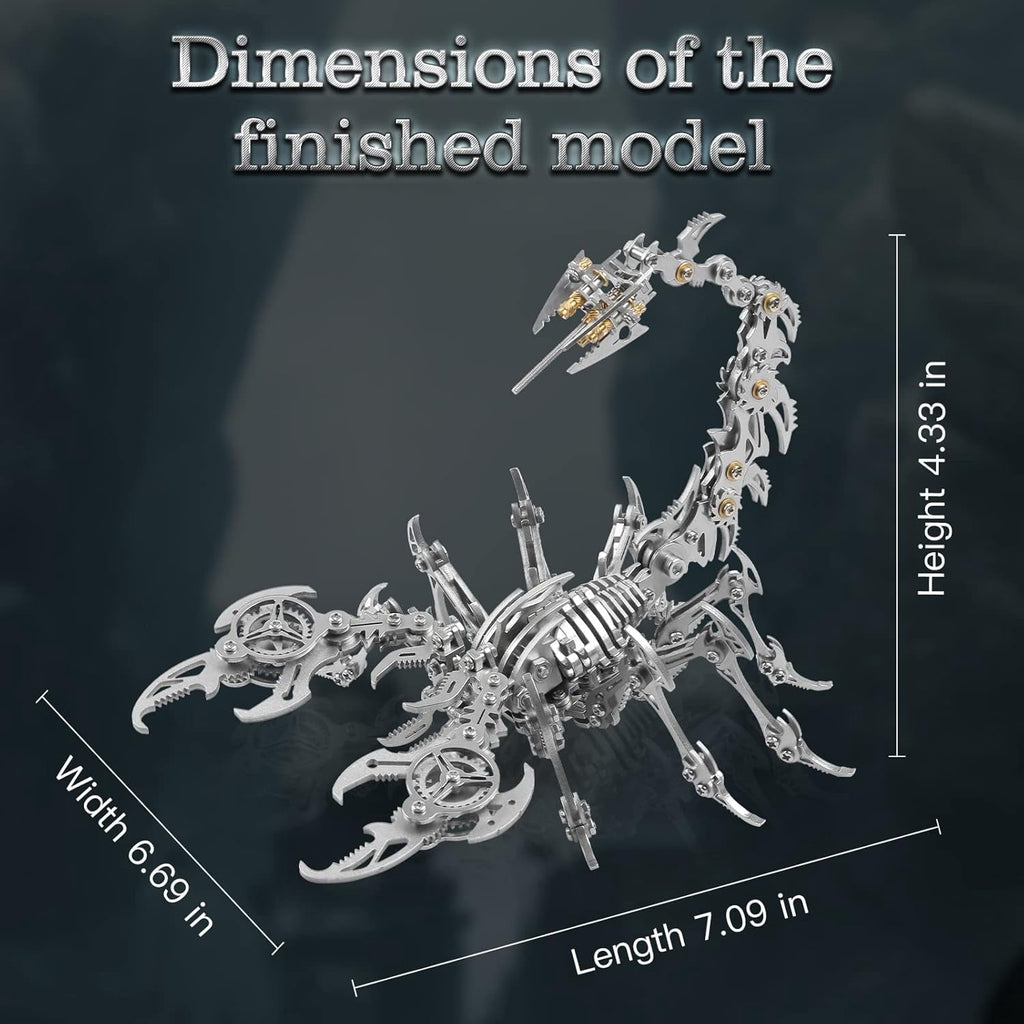Metalkitor Scorpion 3D Metal Puzzle Kit - 454 Pcs, Mechanical Model for Adults/Teens, Golden, Ideal Gift & Decor