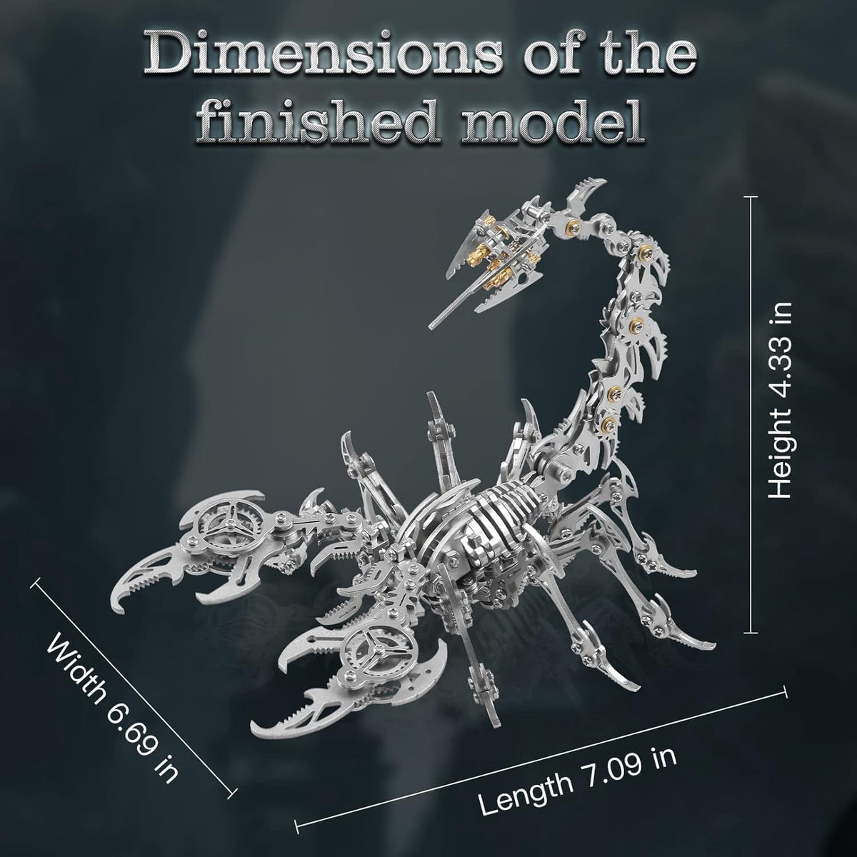 Metalkitor Scorpion 3D Metal Puzzle Kit - 454 Pcs, Mechanical Model for Adults/Teens, Golden, Ideal Gift & Decor