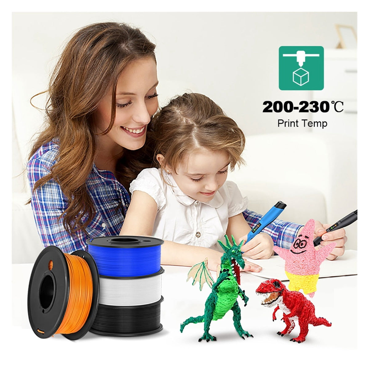5Rolls PLA Filament 1.75MM Child 3D Pen 0.25KG/Roll, Arranged Neatly No Knots No Bubble Eco-Friendly Odorless