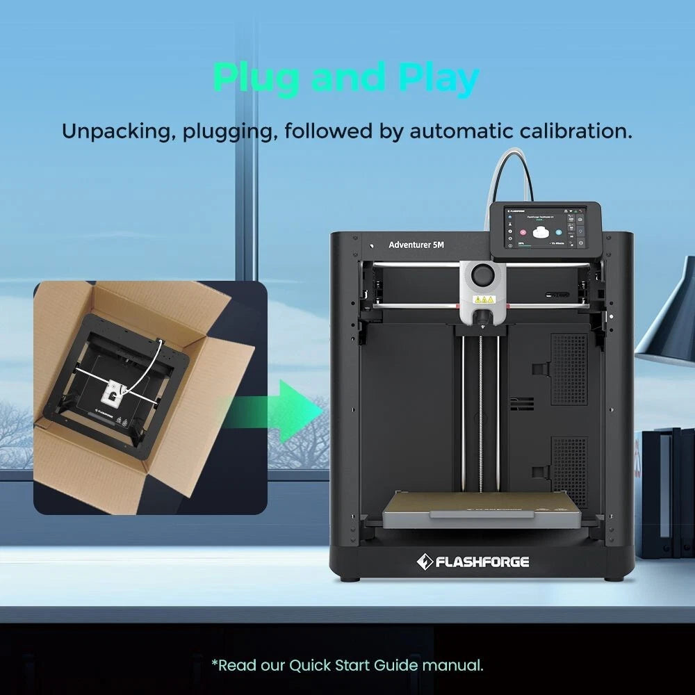 Restored Flashforge Adventurer 5M 3D Printer, 600mm/s High Speed 3D Printer, 8.7 x 8.7 x 8.7'', Black (Refurbished)