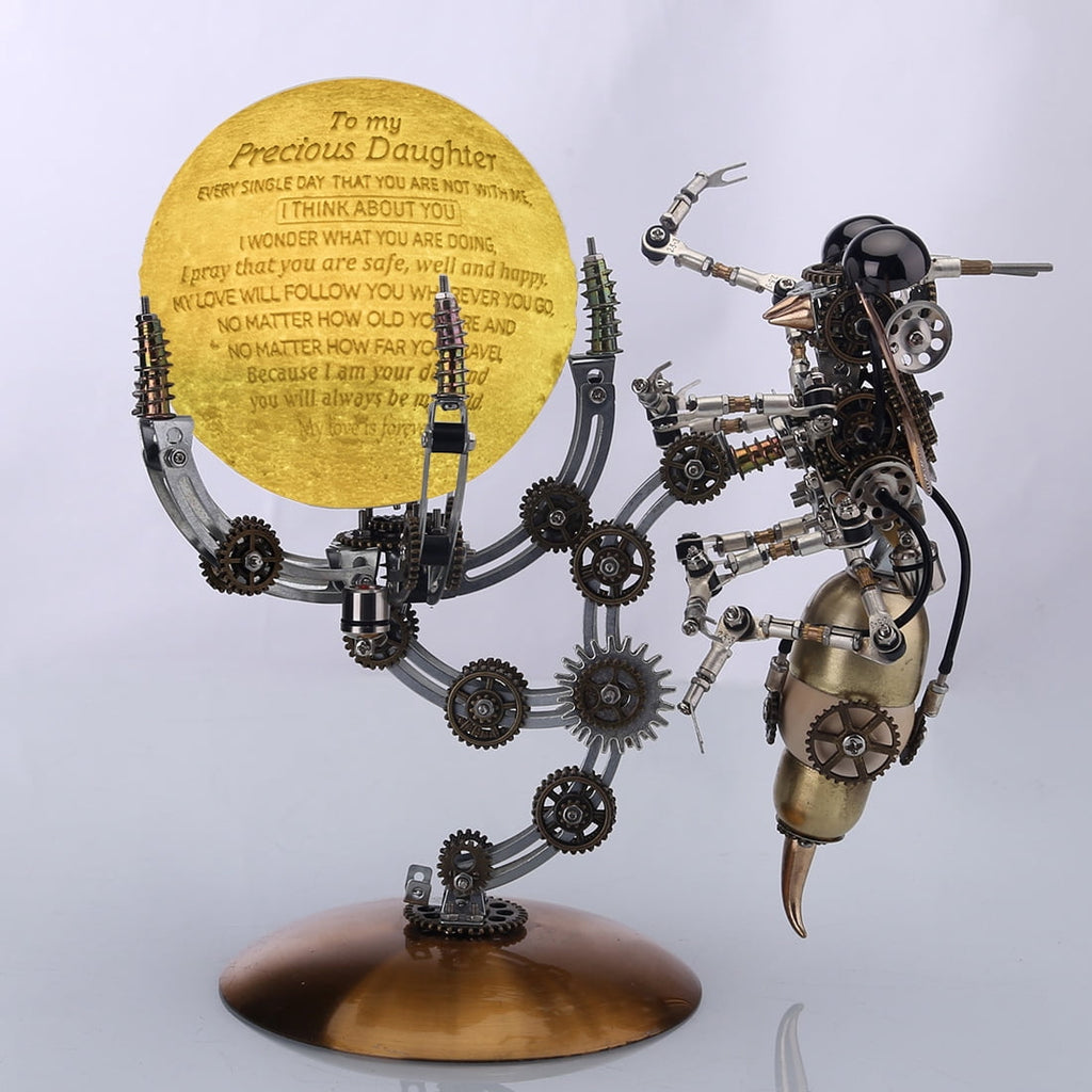 Mechanical Octopus 3D Metal Model Kit with Moon Lamp, Touch 3 Colors, Customizable Steampunk Puzzle & Desk Light, Perfect Room Decor and Gift Choice