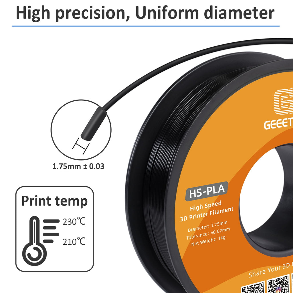 Geeetech 1.75mm PLA 3D Printer Filament, 1kg Spool (2.2lbs), Dimensional Accuracy +/- 0.03mm,yellow