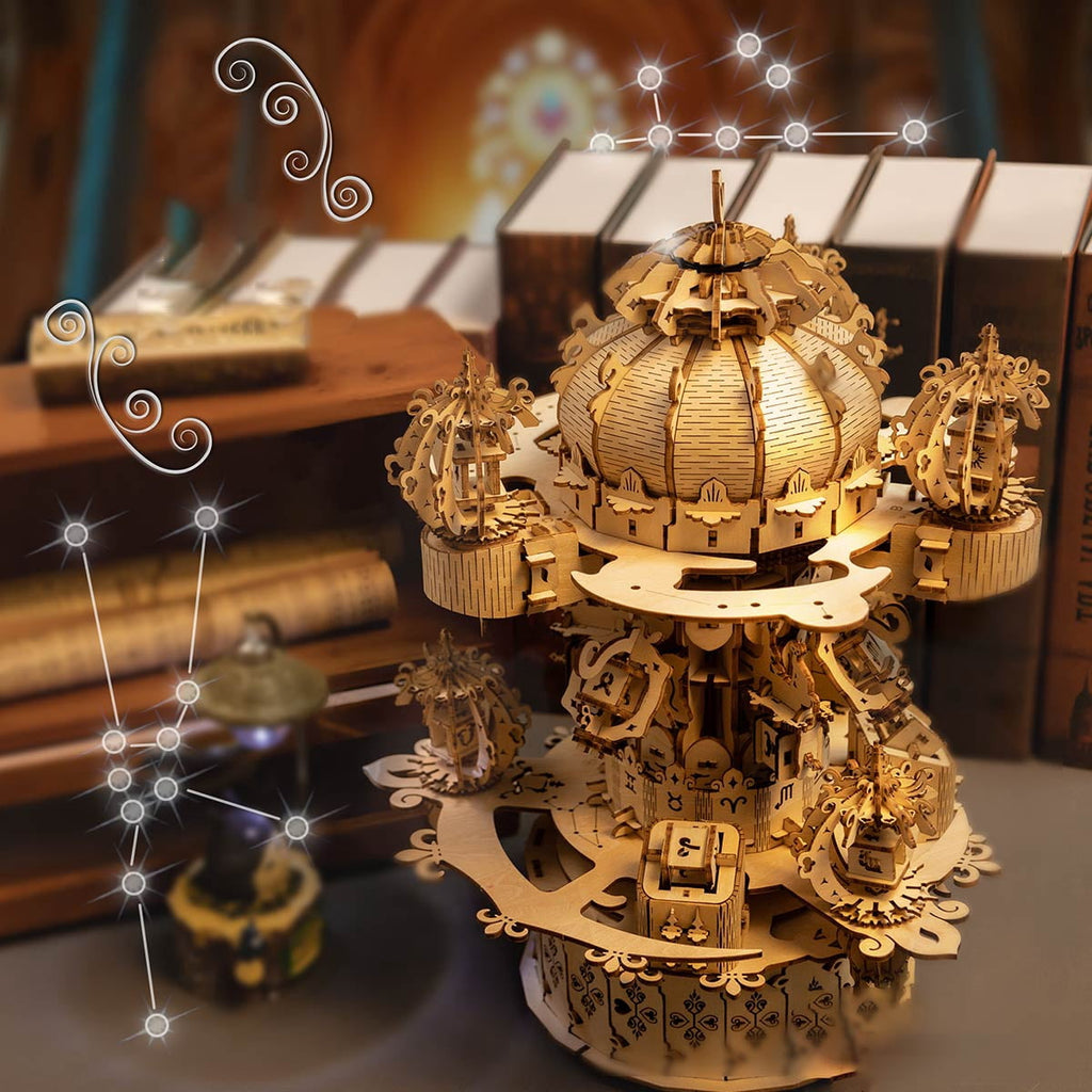 680PCS Celestial Castle Wooden Model Kit, Zodiac Star Map 3D Puzzle Assembly Set With Mechanical Display Decor For Hobbyists
