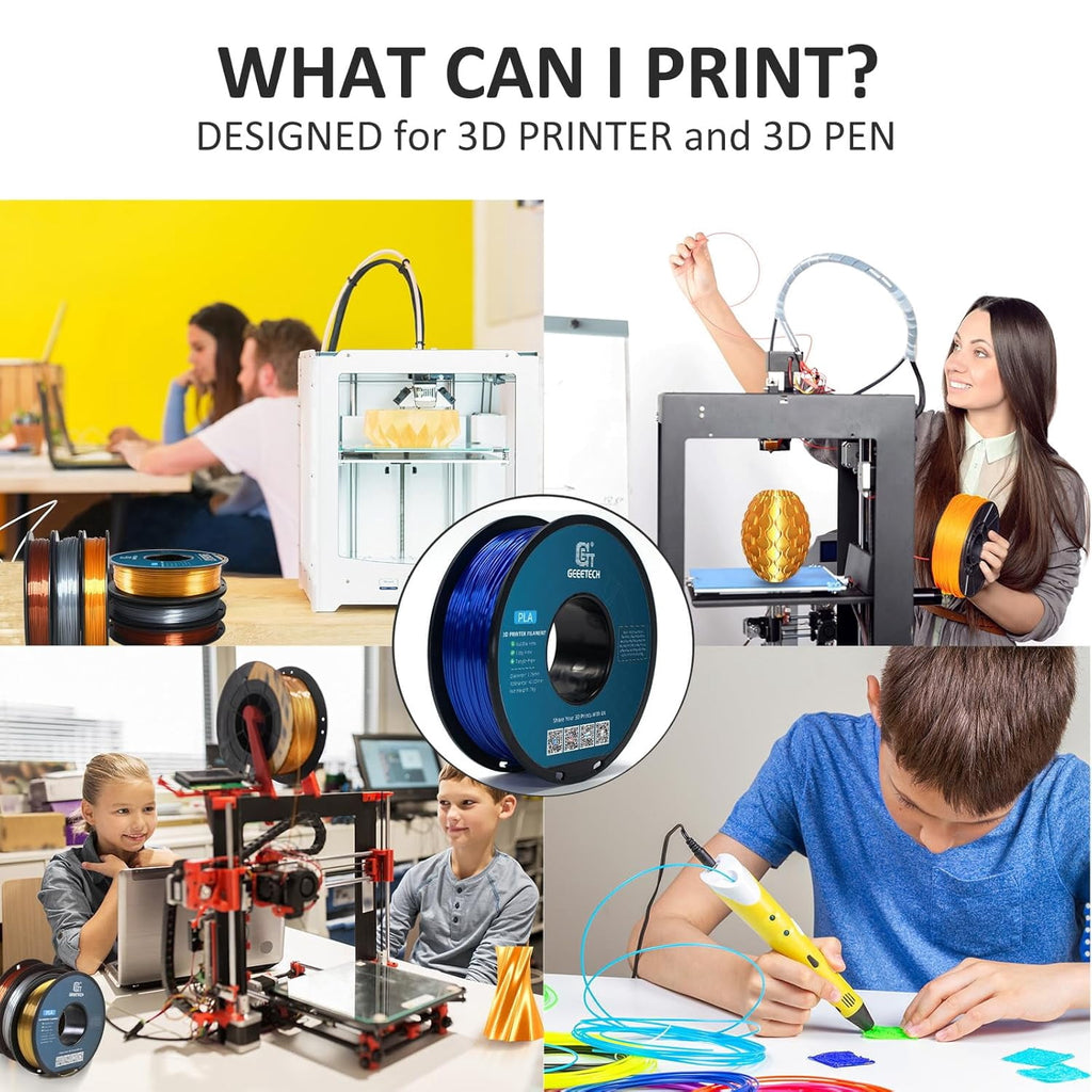 Geeetech 3D Printer PLA Filament Silk Sky Blue Toughness Enhanced Filament with 1.75mm Dimensional Accuracy +/-0.03mm, 1080 Feet per Roll, Vacuum Packaging for Most 3D FDM Printer