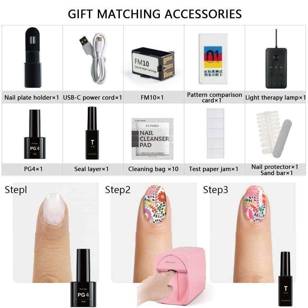 Digital Mobile Nail Art Printe,3D Automatic Nail Printer Machine, Mini Portable Nail Painting Machine Control Through Free Mobile App, Support WiFi/DIY/Usb, For Home Usage Nail Salon Nail Lovers