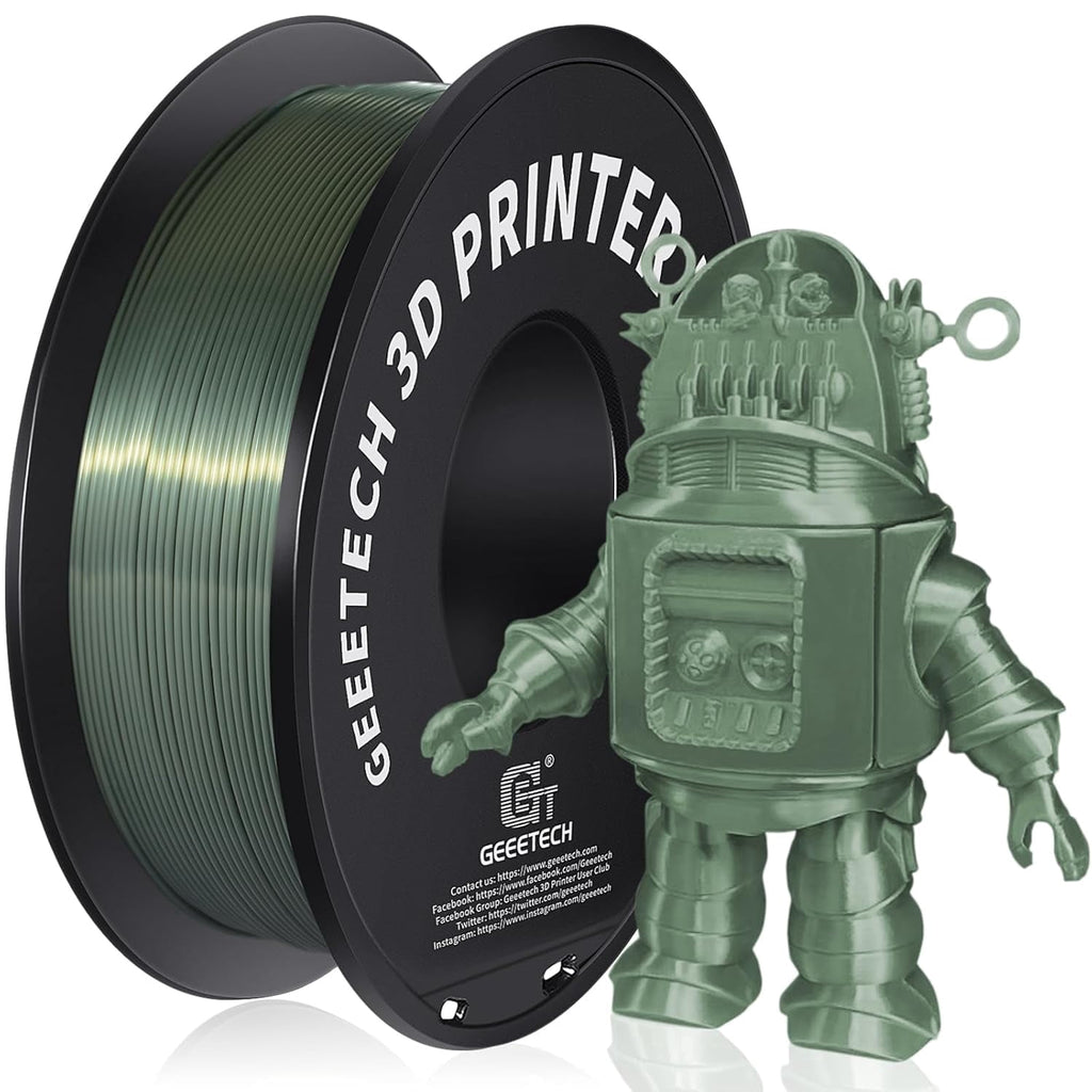 Geeetech 3D Printer PLA Filament Silk Sky Blue Toughness Enhanced Filament with 1.75mm Dimensional Accuracy +/-0.03mm, 1080 Feet per Roll, Vacuum Packaging for Most 3D FDM Printer