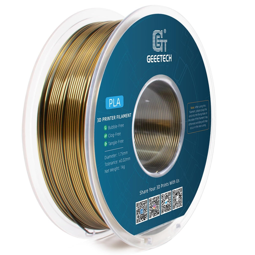 Geeetech Anti-silk type 3D Printer PLA Filament 1KG Toughness Enhanced Filament with 1.75mm Dimensional Accuracy +/-0.03mm, 1080 Feet per Roll, Vacuum Packaging Two-tone gold copper