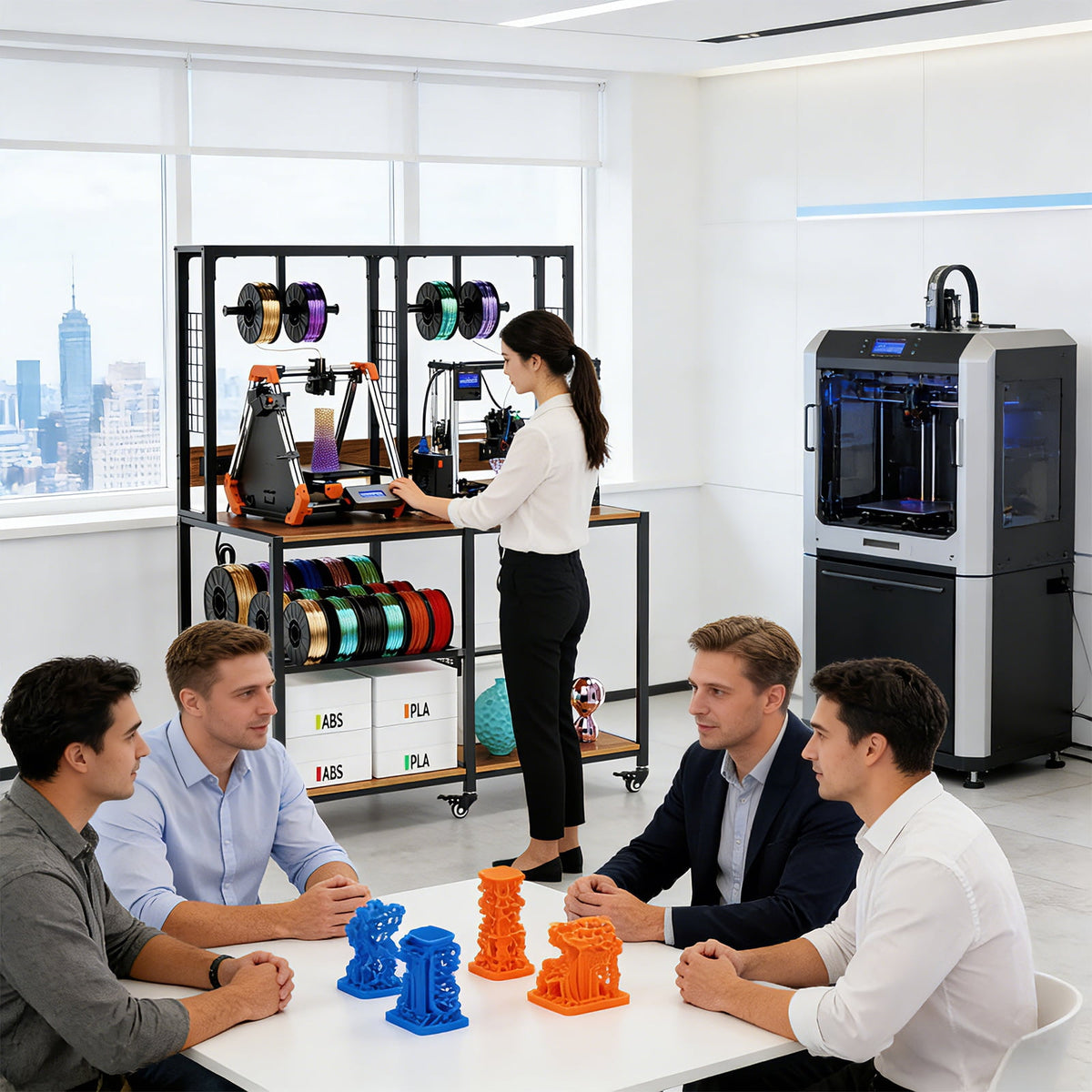 OmniHaven Dual 3D Printer Stand with Filament Storage and Lockable Wheels