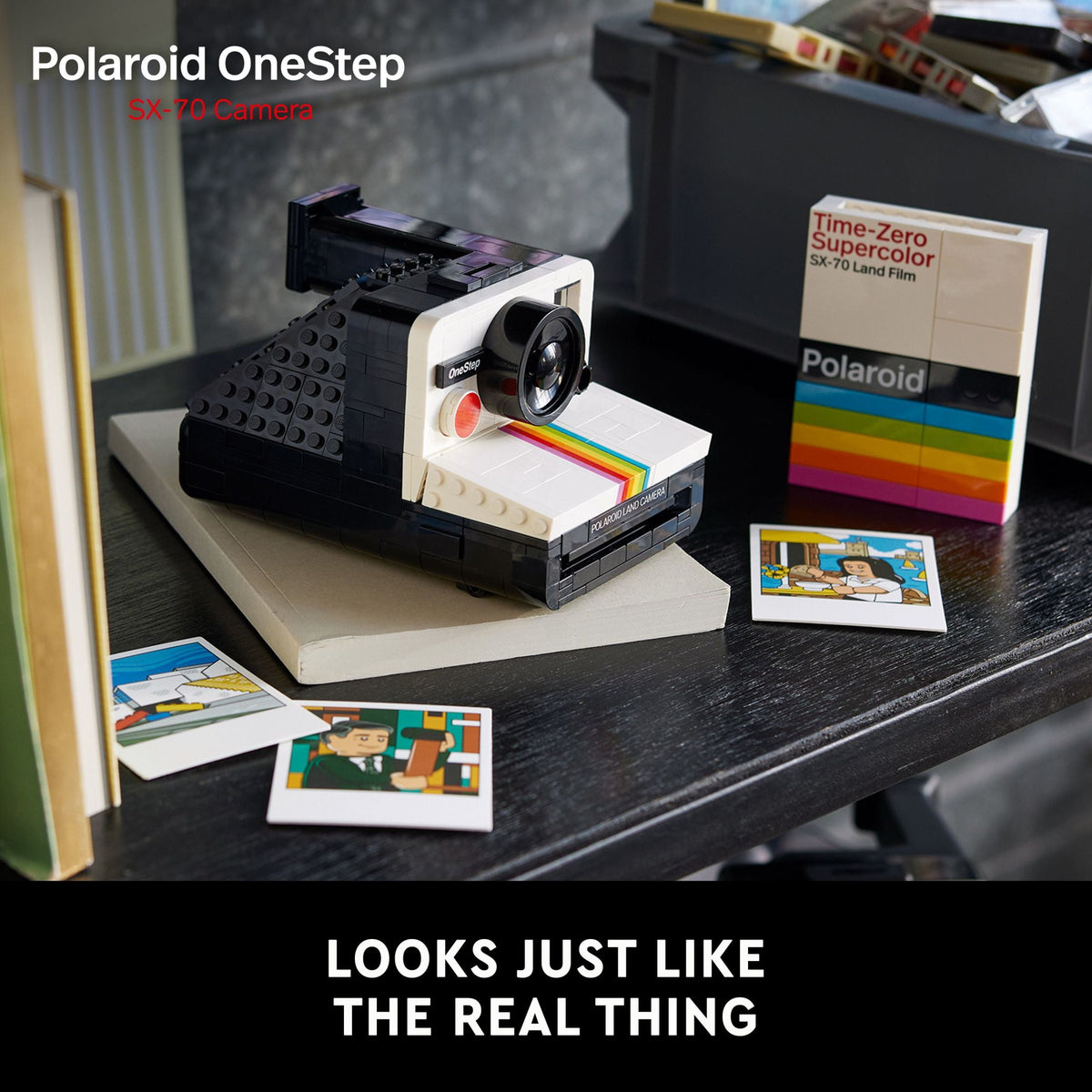 LEGO Ideas Polaroid OneStep SX-70 Camera Building Set - Collectible Display Model of Polaroid Camera - Gift for Graduation - Decoration for Room or Office for Photography Lovers - 21345