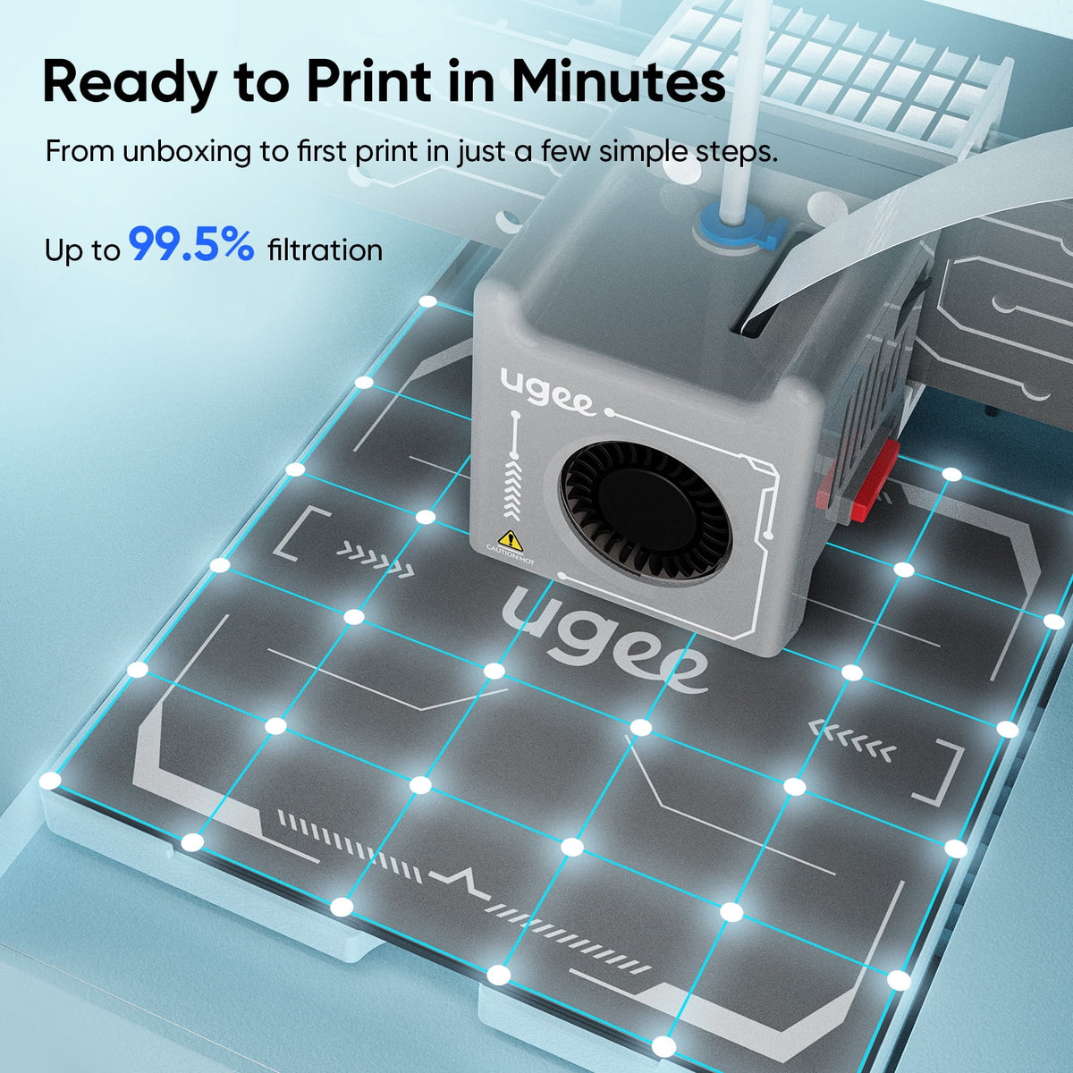 UGEE Funbox 3D Printer, 360° Safe Shield & 500mm/s High Speed, Ready to Print in Minutes