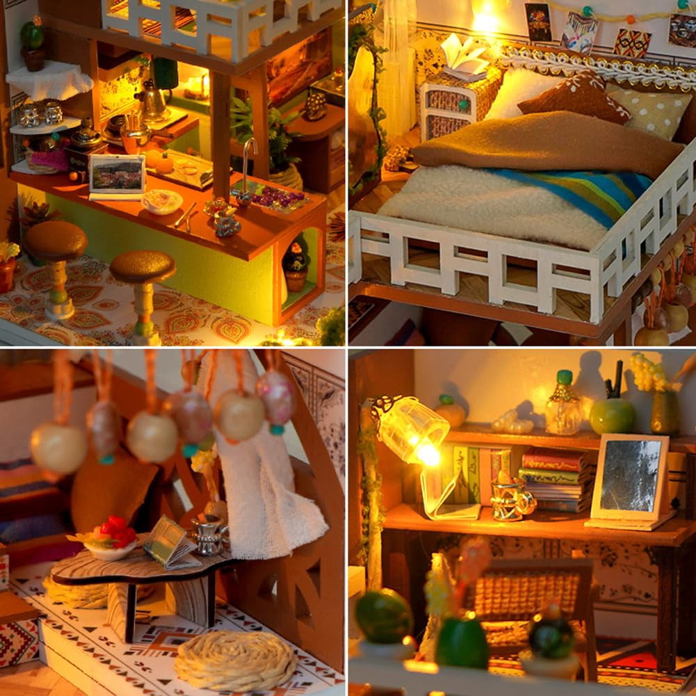DIY Miniature House Kit, Mini Dollhouse Architectural Model, 3D Puzzles for Adults and Teens, Gifts for Friend and Parents