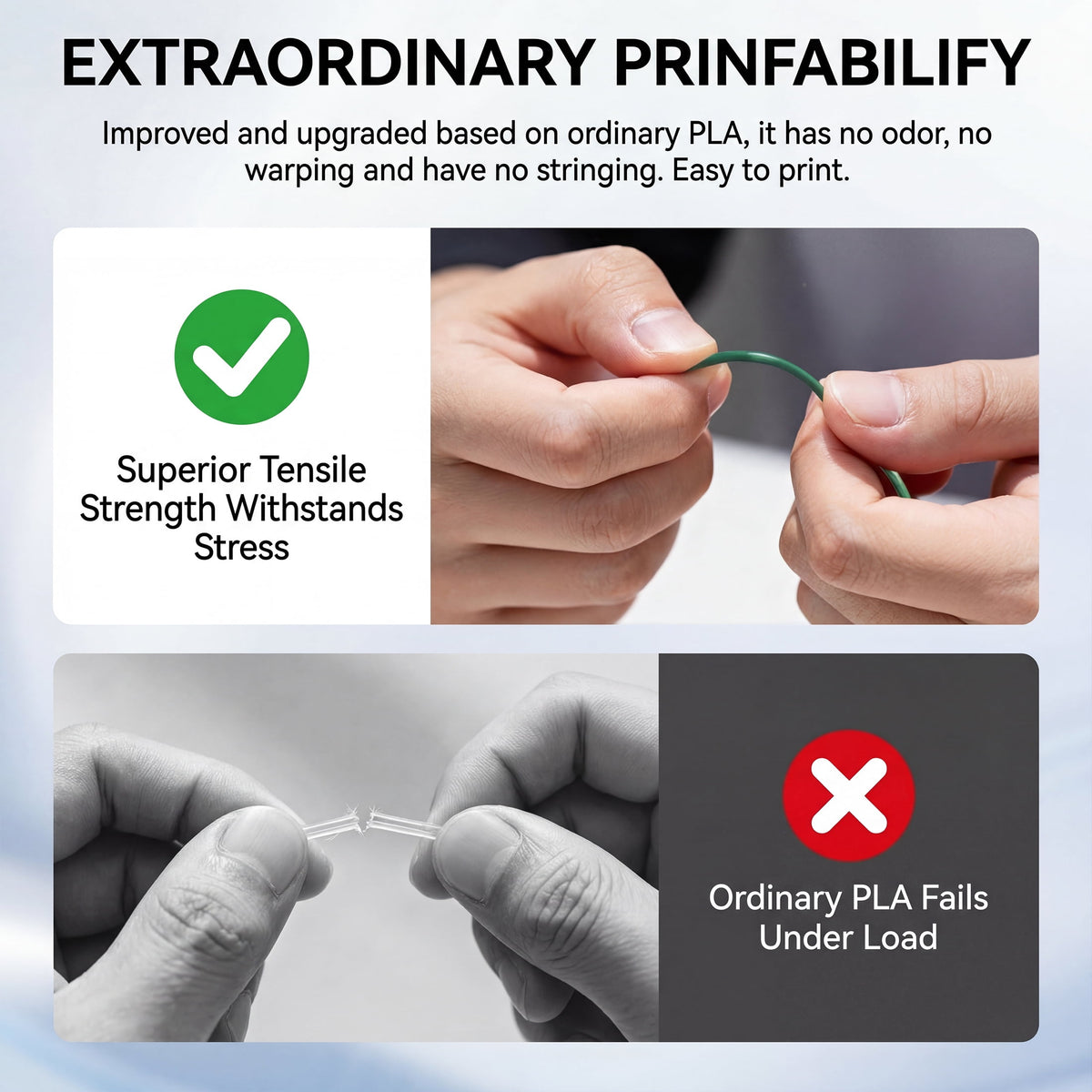 Epelay PLA Plus 3D Printer Filament, 1.75mm, 1kg Spool, White, Compatible with Most FDM Printers