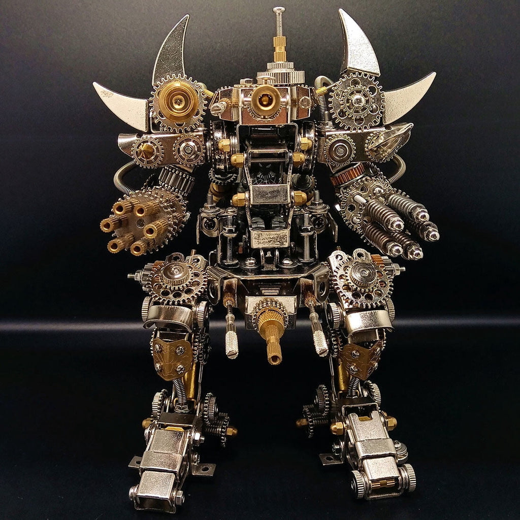 DIY 3D Metal Mecha Model Kit with Tools – Mechanical Stainless Steel Handmade Assembly Robot Figure, Steampunk Collectible Display Model for Adults and Teens