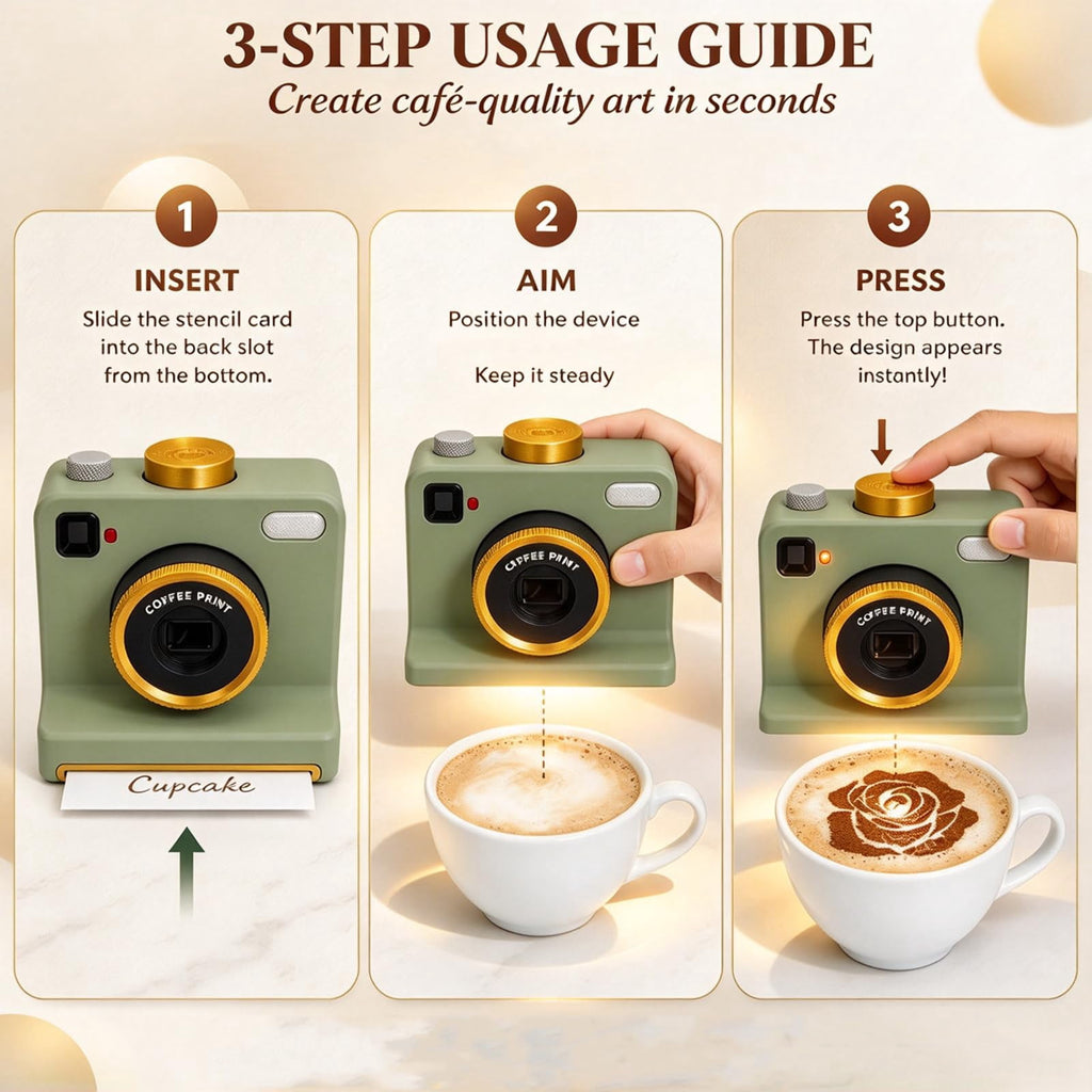 Coffee Printer, 3D Latte Art Coffee Printer Machine, Manual Coffee Stencil Printer with Latte Art Stencils for Cocoa and Hot Chocolate
