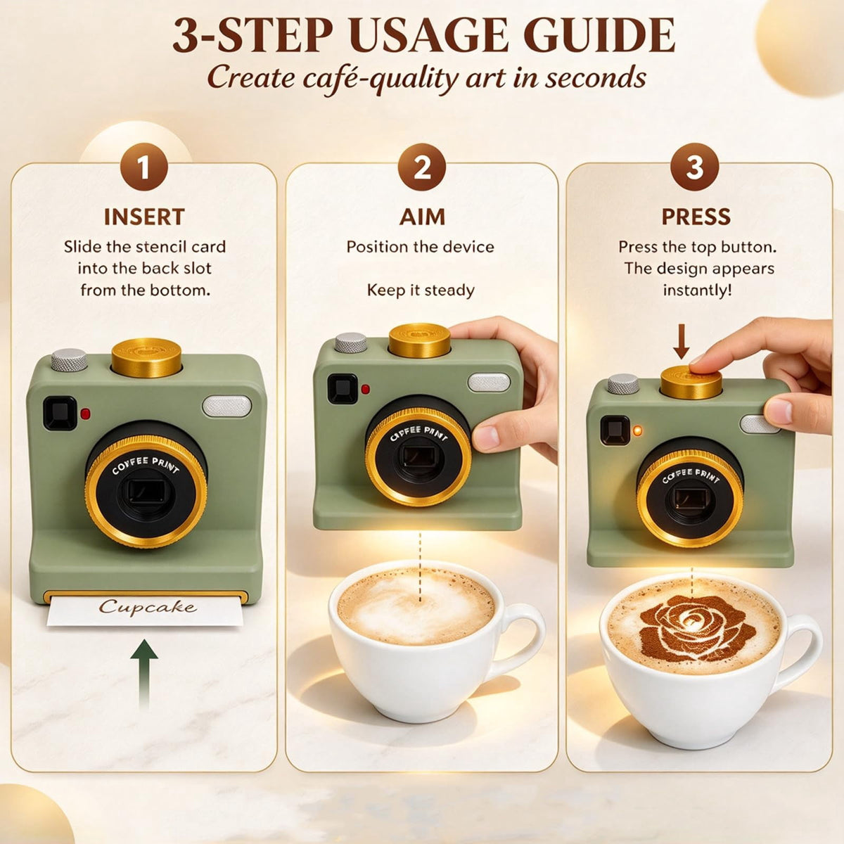 Coffee Printer, 3D Latte Art Coffee Printer Machine, Manual Coffee Stencil Printer with Latte Art Stencils for Cocoa and Hot Chocolate