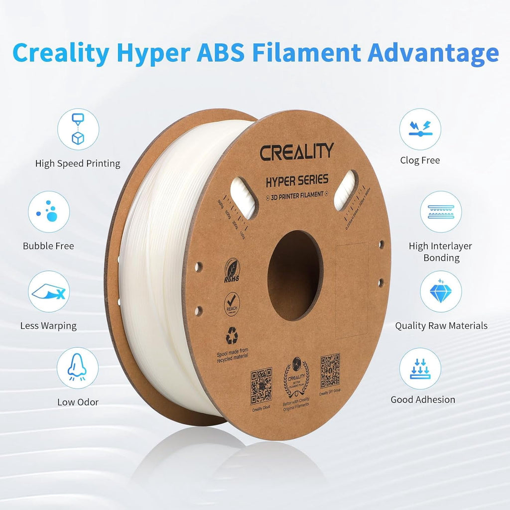 Creality Hyper ABS Filament 3D Printer Filament 1.75mm 350mm/s High-Speed Printing Dimensional Accuracy ± 0.05 mm 2.2lbs Compatible with Most 3D Printers, Grey