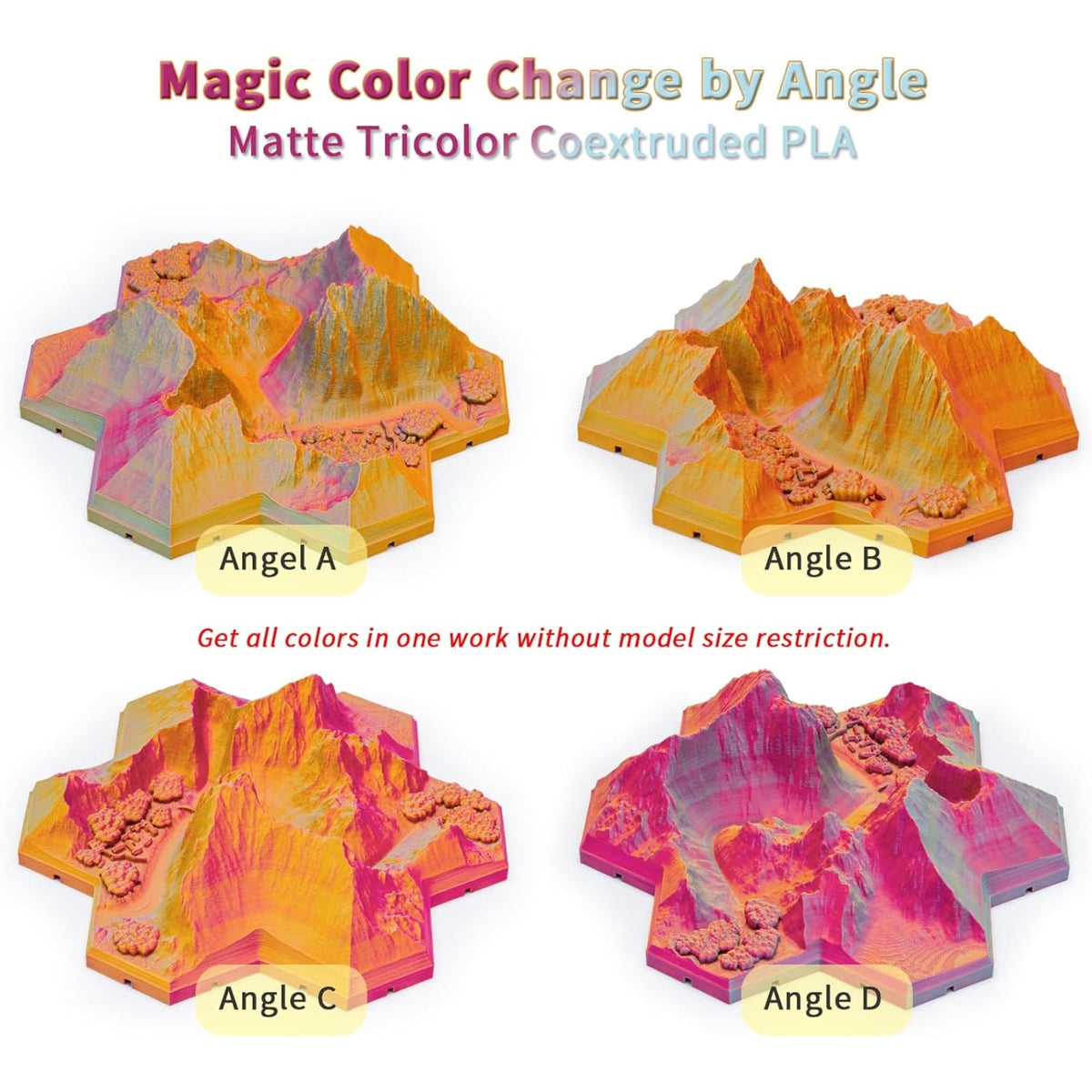 Ziro 3D Tri-Color Matte PLA 1.75mm 1kg, Volcano