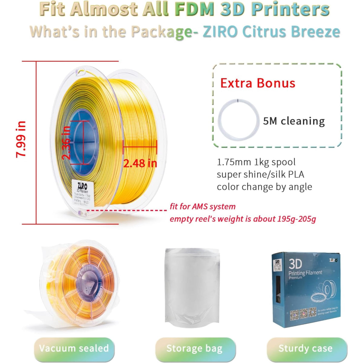 Ziro 3D Tri-color Silk PLA 1.75mm 1kg, Indigo Satin