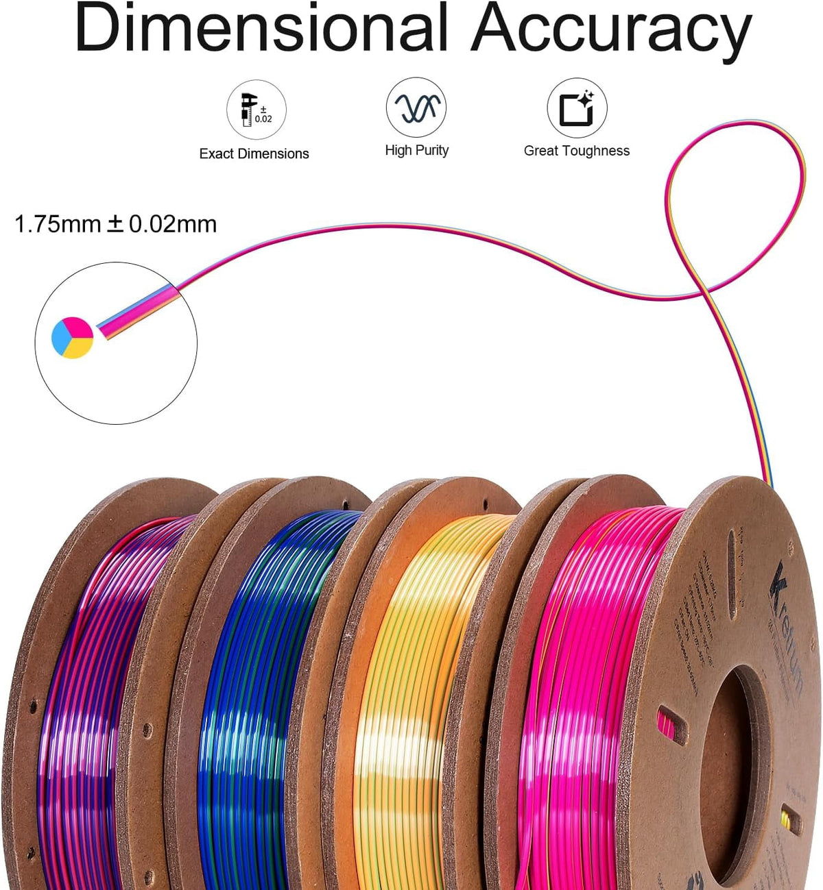 Tri Color Silk PLA 3D Printer Filament Bundle 1.75mm Changing Multi Pack 4 Spool Each 250g (Multicolor: Red&Yellow&Blue; Red&Blue&Green; Red&Purple&Gold; Orange&Blue&Green)
