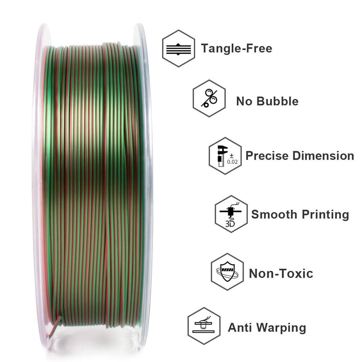 Geeetech Anti-silk type 3D Printer PLA Filament 1KG Toughness Enhanced Filament with 1.75mm Dimensional Accuracy +/-0.03mm, 1080 Feet per Roll, Vacuum Packaging Two-tone gold copper