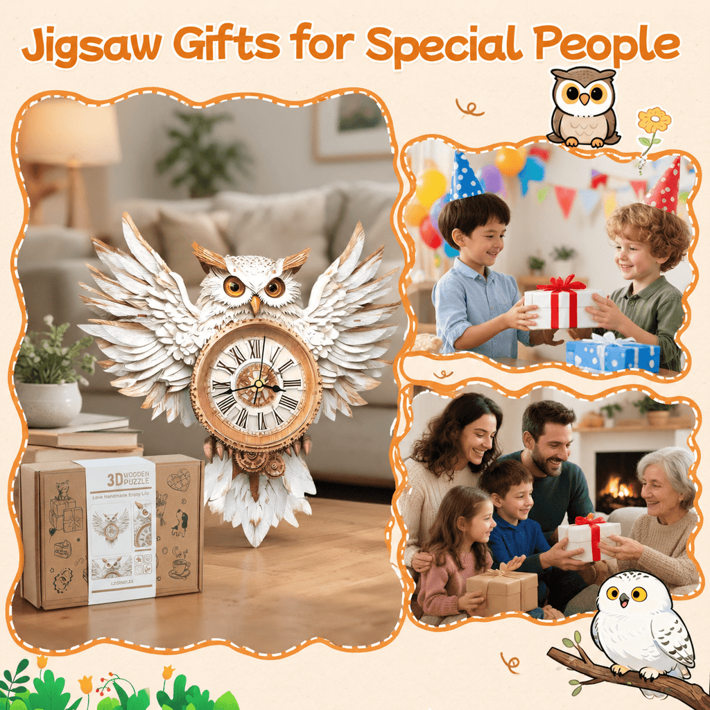 Fire Phoenix Wooden 3D Puzzle Clock DIY Model Kit for Adults