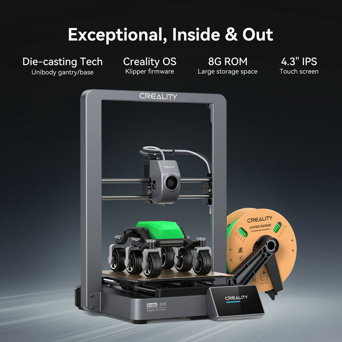 Creality Hi Multicolor 3D Printer for Beginners and Kids Fast 500mm/s, Auto-leveling with AI Camera Large 10.3×10.3×11.8in Build Volume