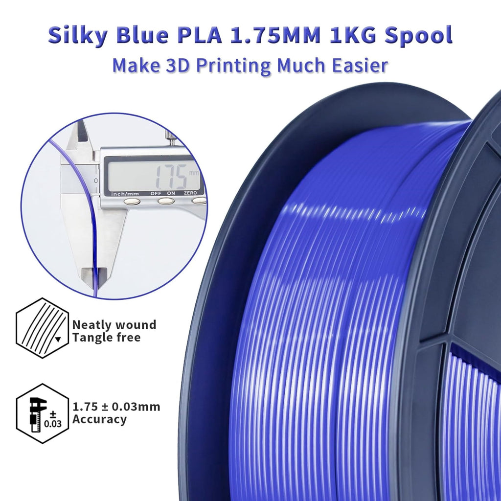 Ziro 3D Silk PLA Filament 1.75mm 1kg, Silver-Gray