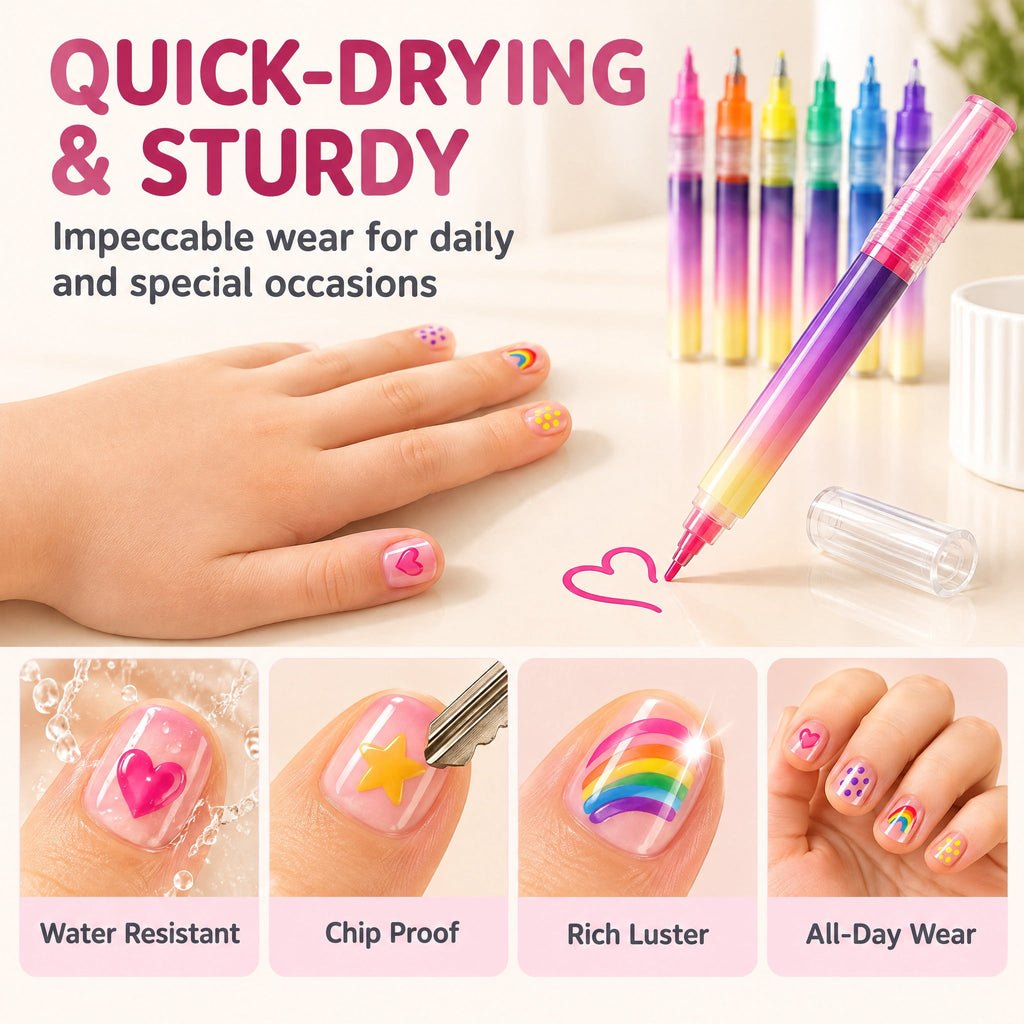 12 Colors Nail Art Pens Set, Nail Art Markers Polish Pen for 3D Nail Art, Drawing Painting Liner Brush for DIY Nail Art Beauty Adorn Manicure Tool (1Set)
