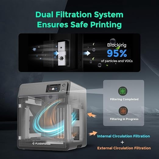 Adventurer 5M Pro 3D Printer, 600mm/s High-Speed, 280°C Quick-Detachable Nozzle, CoreXY All-Metal Structure, Auto Leveling, Dual Filtration, Enclosed Chamber, 220 × 220 × 220mm Build Volume