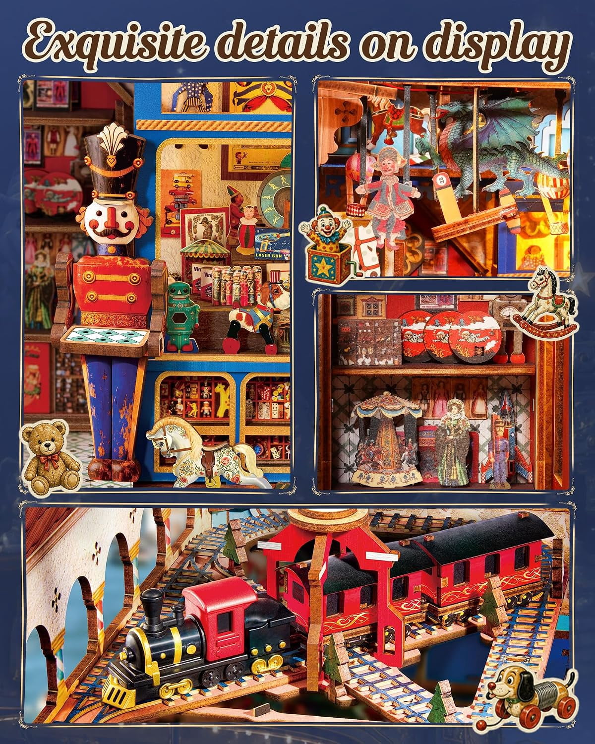 Rolife 380 Pieces Treasure Toy Shop DIY Book Nook Wooden 3D Puzzles with LED for Adults