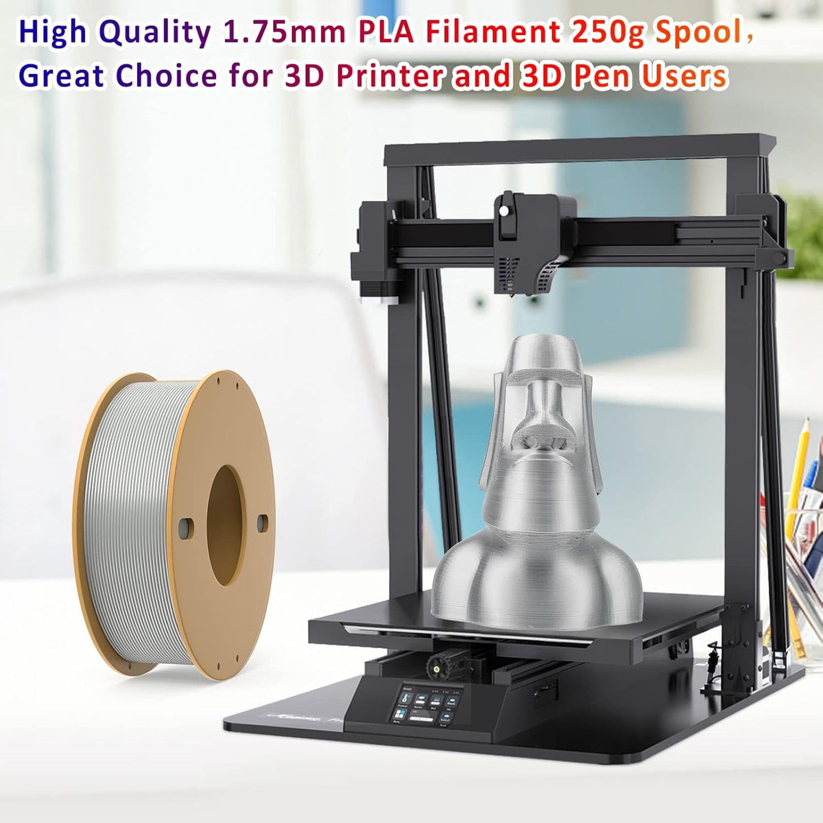 PLA+ 3D Printer Filament Bundle, 12 Colors 250g Spools (3kg Total) 1.75mm, Assorted PLA Pro Plus Includes Black White Gray Clear Silk Silver Gold, Vacuum Sealed