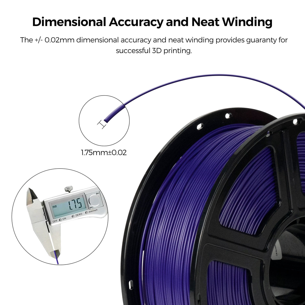 Flashforge ABS Pro Filament 1.75mm, 1KG/2.2lbs ABS Pro 3D Printer Filament, Purple