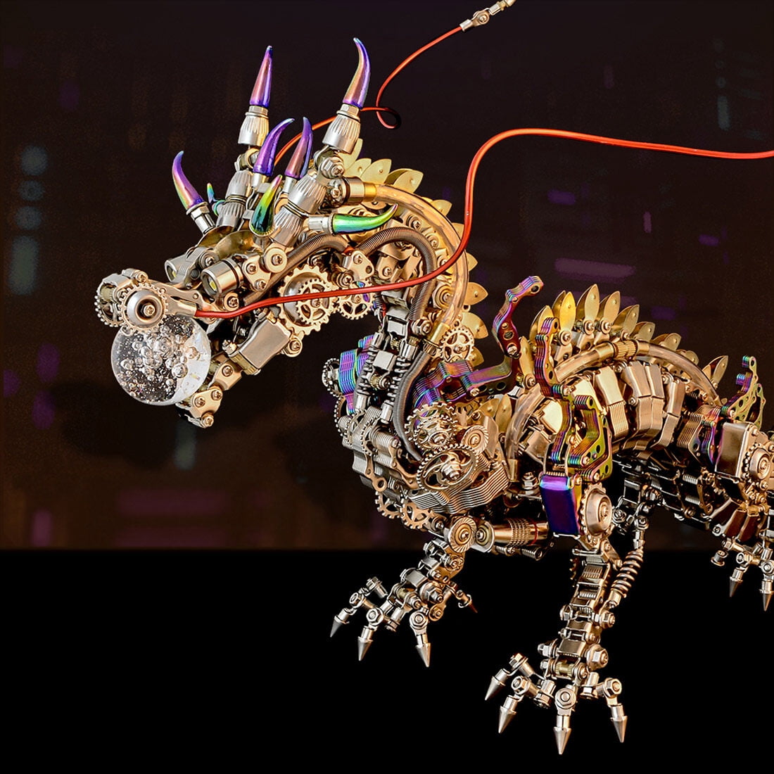 Lantern Fish 3D Metal Puzzle DIY Steampunk Assembly Kit, 700+PCS Mechanical Model with Movable Fins, Color-Changing Lamp & Collectible Gift for Adults & Teens