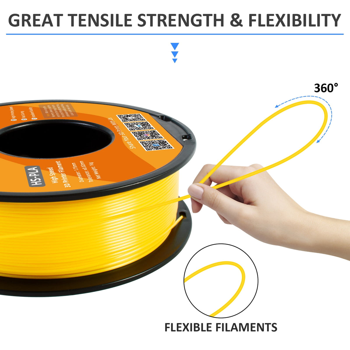 Geeetech 1.75mm PLA 3D Printer Filament, 1kg Spool (2.2lbs), Dimensional Accuracy +/- 0.03mm,yellow