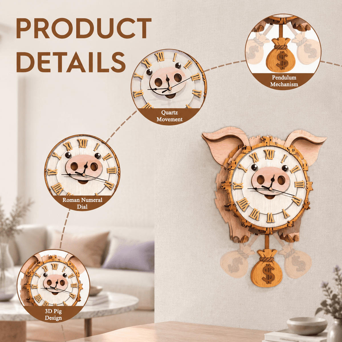 Butterfly Clock 3D Wooden Puzzle Clock DIY Mechanical Craft Kit for Adults Teens