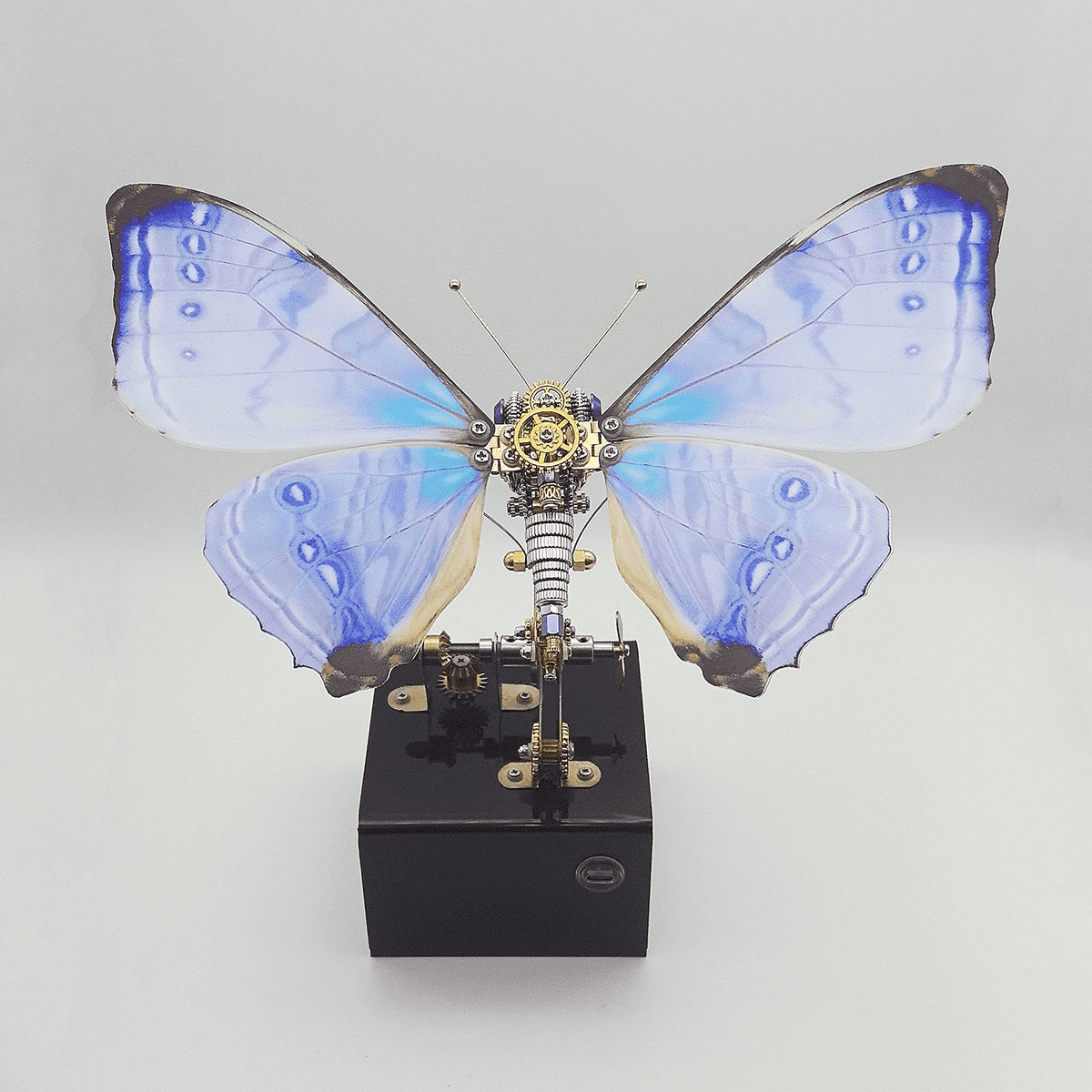 3D Metal Butterfly Puzzles, Mechanical Insect Model Kit with Music Box, 300PCS DIY Assembly, Type-C Rechargeable, Home Desk Decor Gift for Adults (Purple)