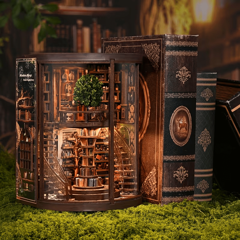 Qissep Book Nook Kit, Miniature House Kit, Exquisite Design 3D Wooden Puzzle, DIY Crafts for Adults, Desktop Decorative Model Ornament, Birthday Gift for Family and Friends