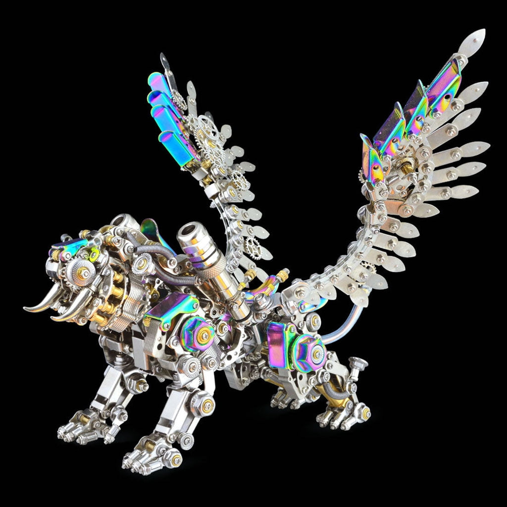 3D Metal Puzzle Colorful Bengal Tiger Model Kit, 700PCS Mechanical Steampunk Tiger 3D Metal Jigsaw Puzzle to Build, DIY Assembly Gift for Adults & Teens -Wings 1 Pair