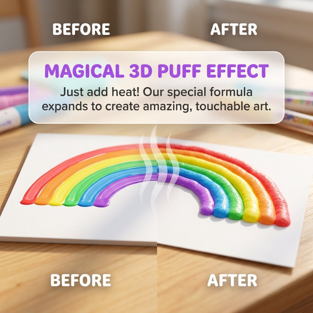 3D Magic Popcorn Markers, Puffy Popcorn Pens, Colorful DIY 3D Puffy Pens for Creative Crafts