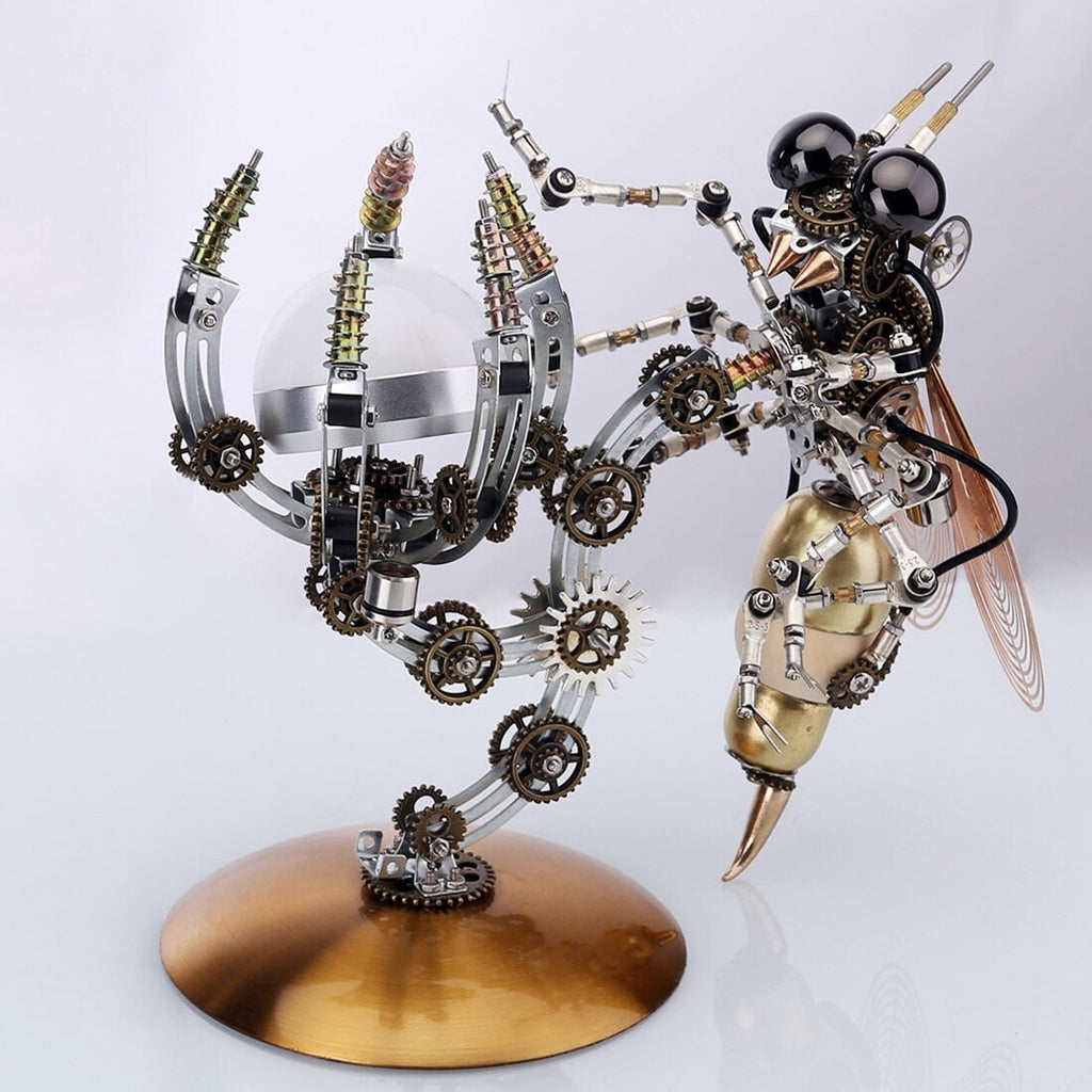 627PCS Mechanical Wasp Speaker 3D Metal Puzzle, DIY Steampunk Insect Model Kit with Sound, Poseable Claws, Collectible Desk Decor for Adults