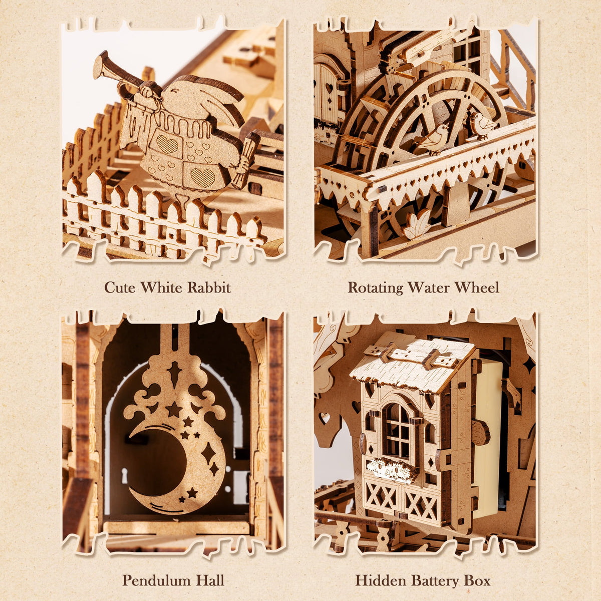 Robotime Cuckoo Clock Wood 3D Puzzles DIY Craft Kit for Adults 435 Pieces