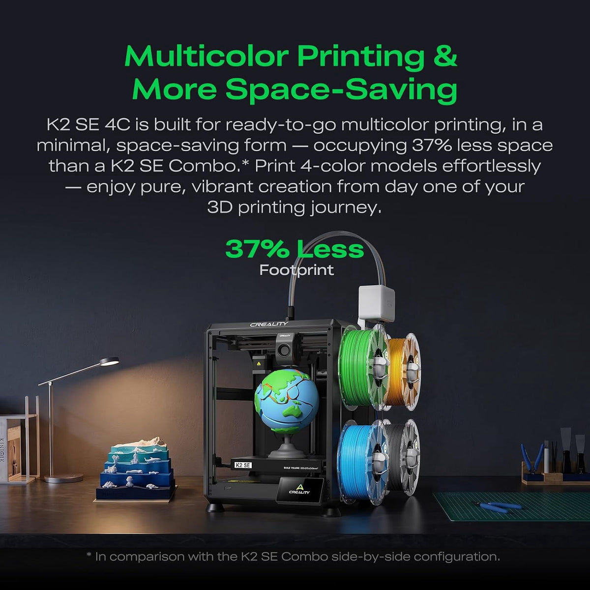 Creality K2 SE 4C 3D Printer, Multi-Color 3D Printer, 500mm/s Fast Printing,220×215×245mm Print Size