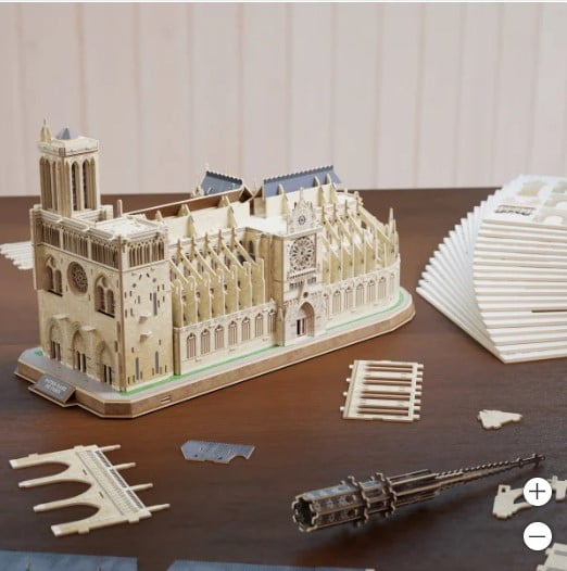 4D Build Notre Dame 3D Model Kit Puzzle with LED Lights