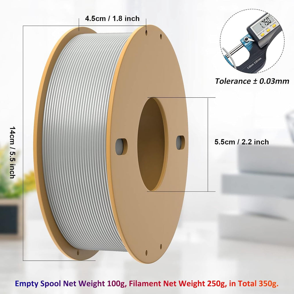 PLA+ 3D Printer Filament Bundle, 12 Colors 250g Spools (3kg Total) 1.75mm, Assorted PLA Pro Plus Includes Black White Gray Clear Silk Silver Gold, Vacuum Sealed